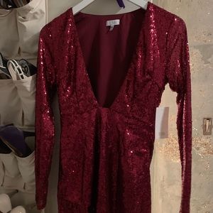 Gabriella sequin body con dress in wine color